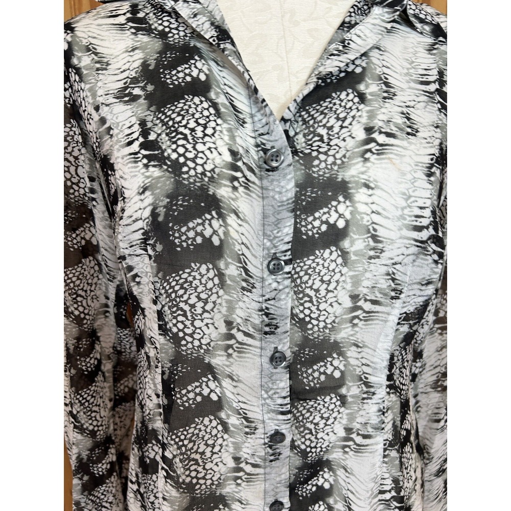 Cabi Black Beige Python Snake Print Button Down S… - image 5